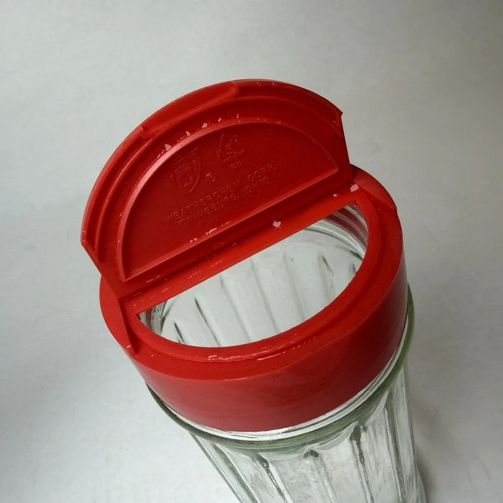 Vintage NutraSweet Brand Sweetener Ribbed Glass Jar w/Plastic Shaker Lid